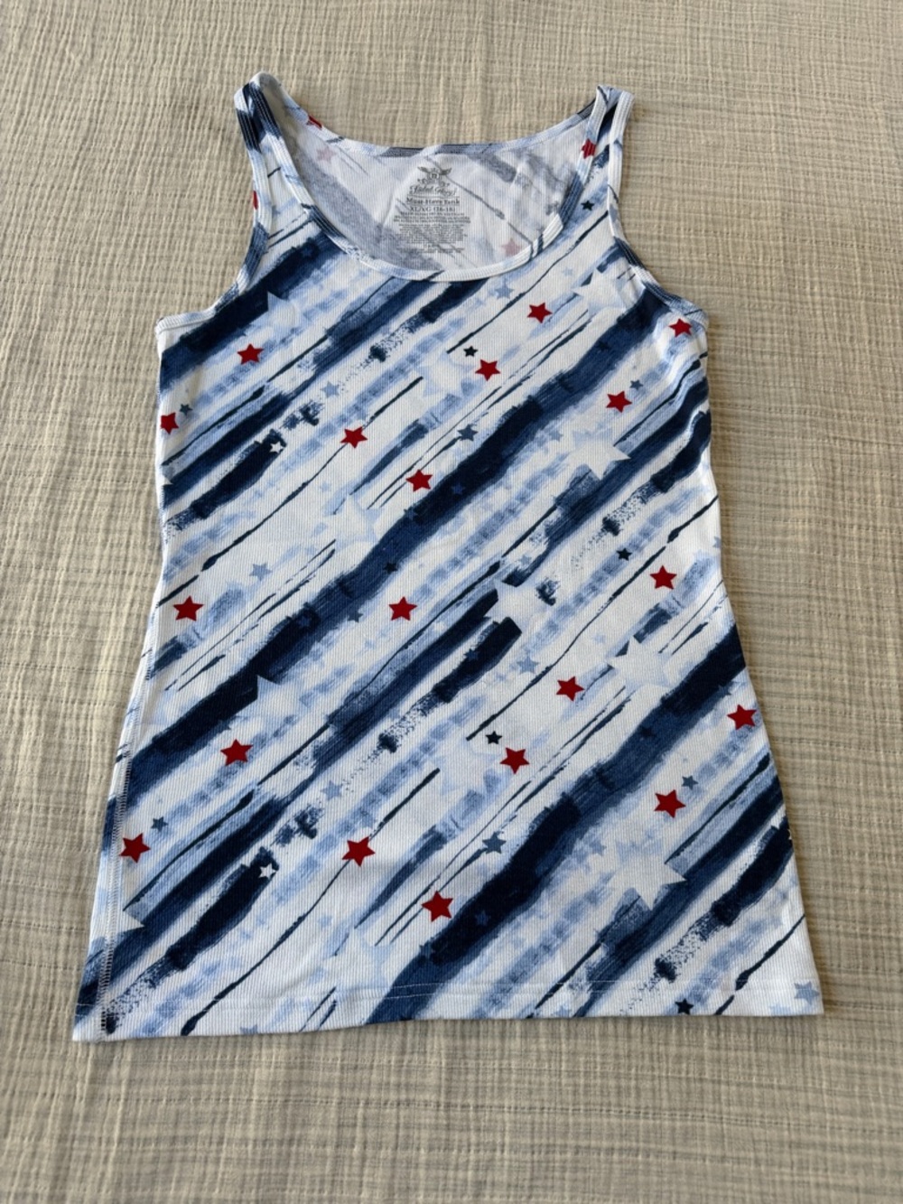 Faded Glory Red & Navy Star Stripe Tank Top